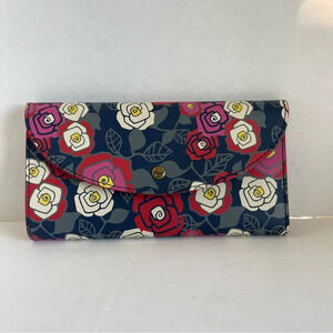 Fossil Floral Passport Leather Wallet & Zip Up For 6 cards Compartment .